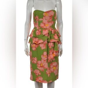 Vintage Nanette Lepore Silk Floral Strapless Dress